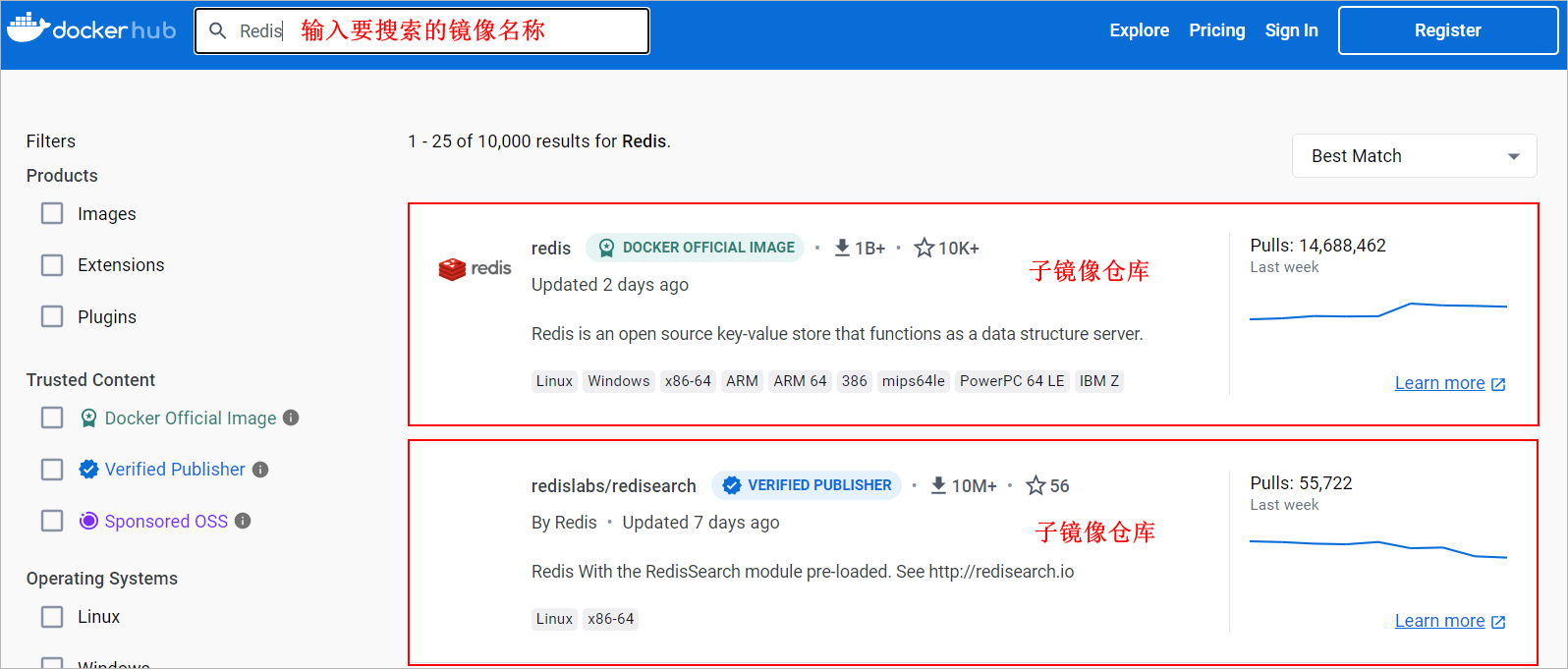 Docker Hub 界面